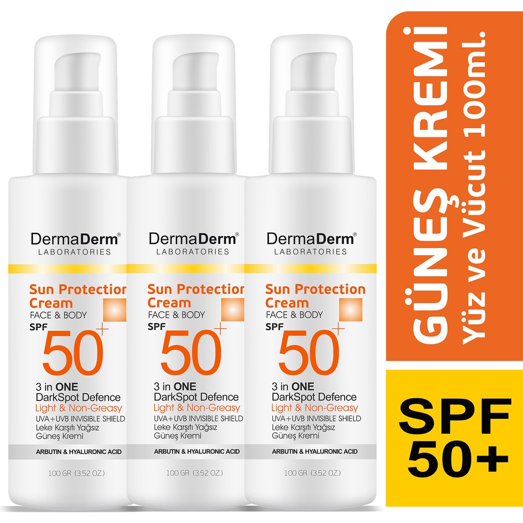 Dermaderm Leke Karşıtı Spf 50+ Yüz ve Vücut Güneş Kremi 100ML Güneş Kremleri ve Losyonları Fiyatı