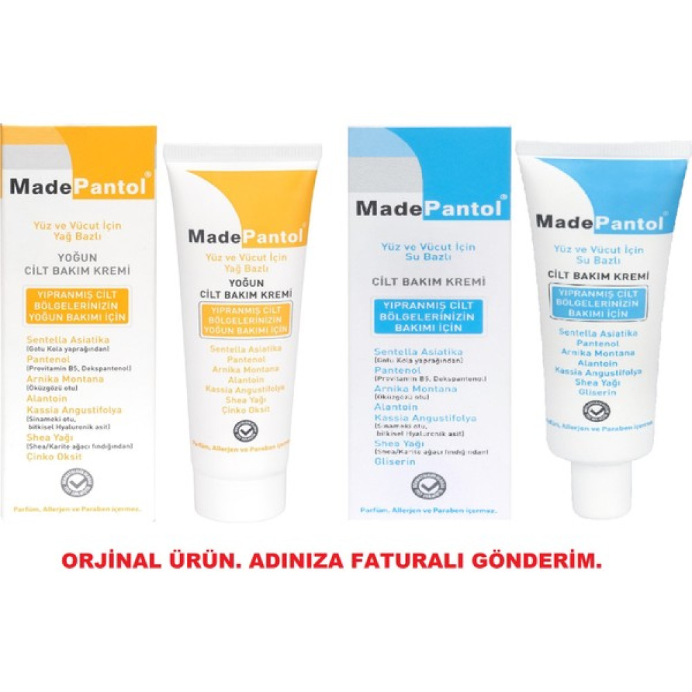 Dermadolin Made Pantol Su Bazlı Cilt Bakım Kremi + Made Pantol Yağ Bazlı Cilt Bakım Kremi Nemlendiriciler Fiyatı