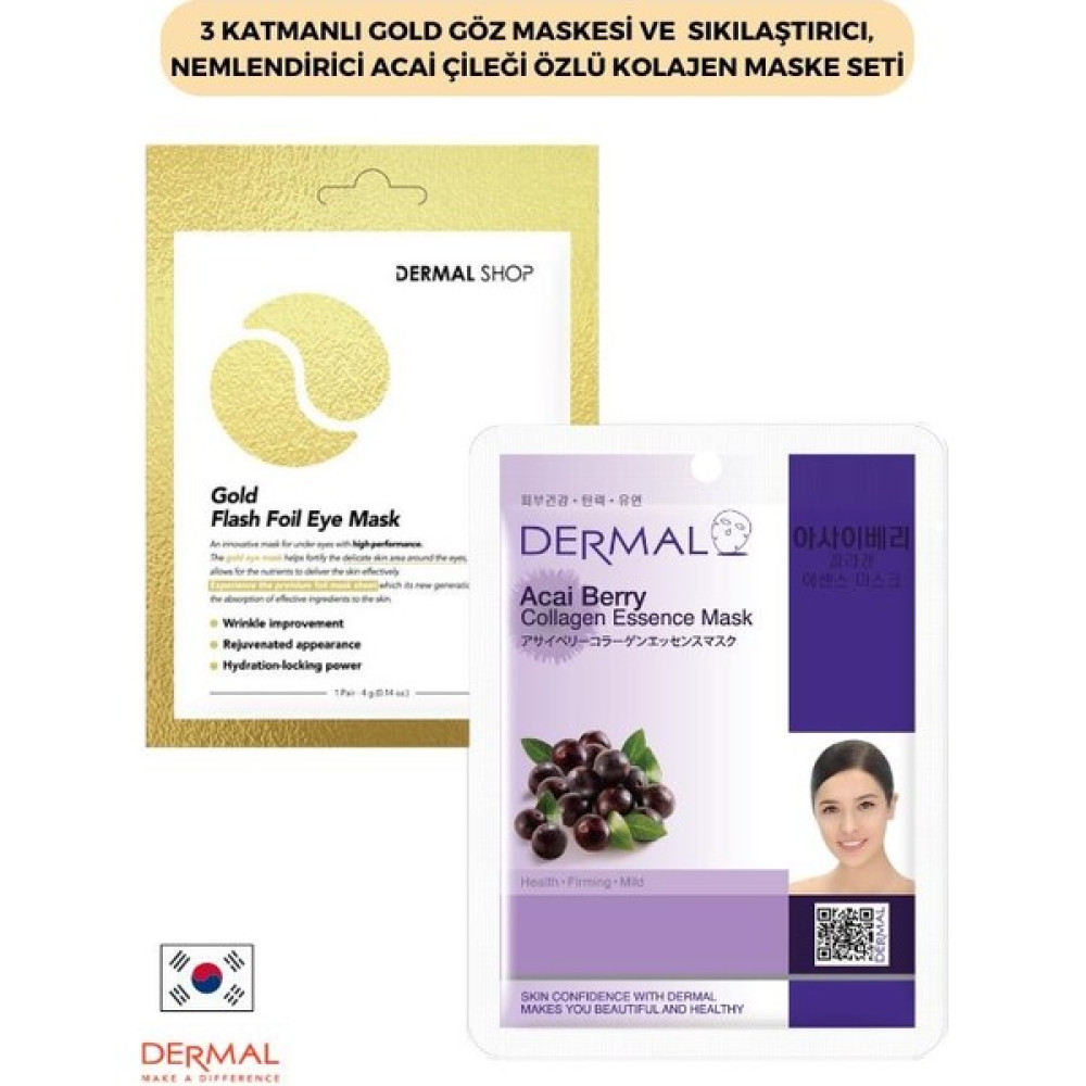 Dermal 3 Katmanlı Gold Göz Maskesi ve Sıkılaştırıcı, Nemlendirici Acai Çileği Özlü Kolajen Maske Seti Oto Boyaları Fiyatı