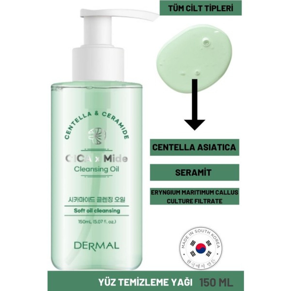 Dermal Cıca x Mide Cleanser Oil Centella Asiatica ve Seramid Özlü Temizleme Yağı 150 ml Cilt Temizleme ve Peeling Fiyatı