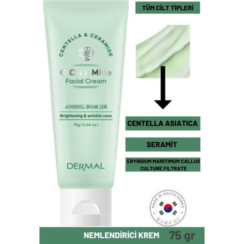 Dermal Cıca x Mide Facial Cream Centella Asiatica ve Seramid Özlü Aydınlatıcı ve Bakımı Yüz Kremi 75 ml Nemlendiriciler Fiyatı