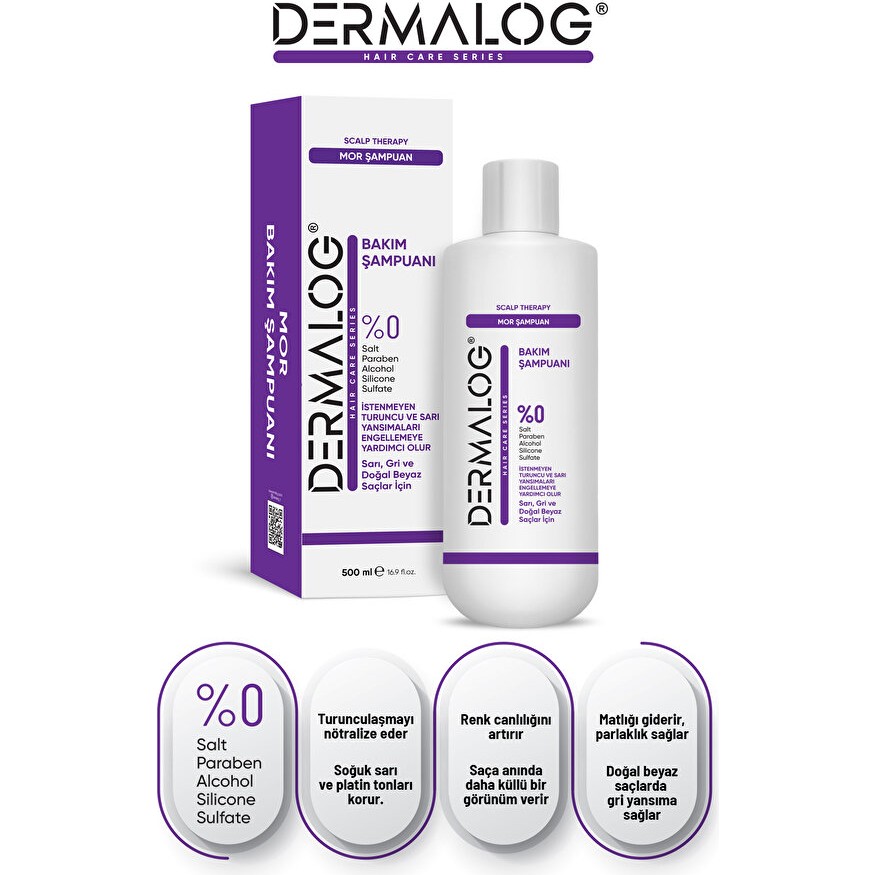 Dermalog Mor Şampuan Boyalı Saçlar İçin Turunculaşma Karşıtı 500 ml Kadın Kullanıcıya Özel Diğer Fiyatı