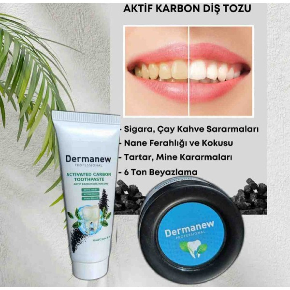 Dermanew Karbon Diş Temizleme Tozu ve Karbon Diş Macunu ( Set) Diş Macunları Fiyatı