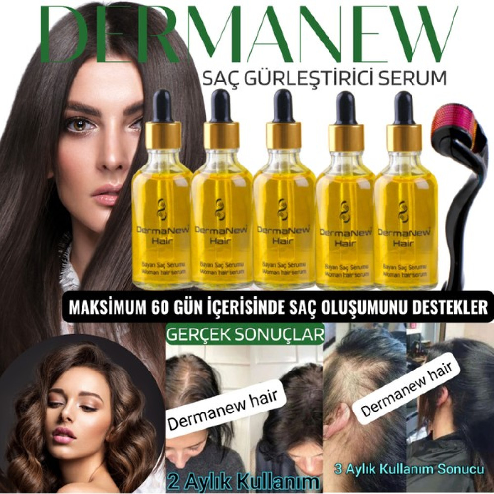 Dermanew Saç Gürleştirici Dermanew Hair Losyon / 5 Losyon +Roller Saç Bakım Maskeleri & Serumlar & Spreyler Fiyatı