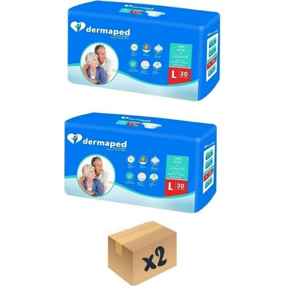 Dermaped Yetişkin Hasta Bezi Bel Bantlı Büyük Boy (L) Beden Süper Emici Avantaj Paket 30*2 60 Ade - L Hasta Bezleri ve Temizliği Fiyatı