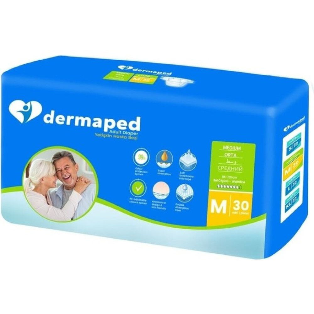 Dermaped Yetişkin Hasta Bezi Bel Bantlı M Beden 30 Adet (Süper Emici) Hasta Bezleri ve Temizliği Fiyatı