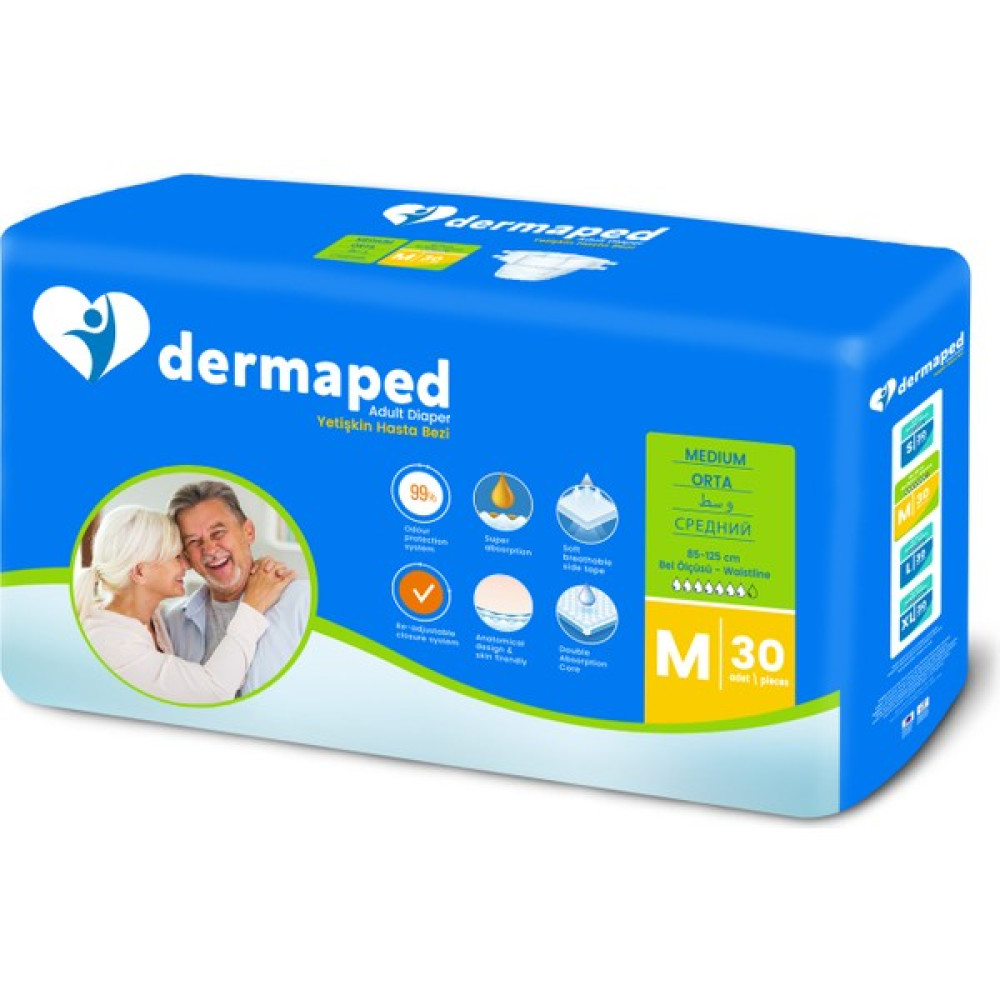 Dermaped Yetişkin Hasta Bezi Bel Bantlı M Beden 30 Adet Süper Emici Hasta Bezleri ve Temizliği Fiyatı