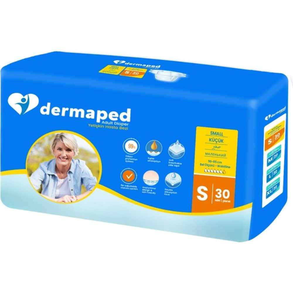 Dermaped Yetişkin Hasta Bezi Bel Bantlı S Beden 30 Adet (Süper Emici) - Beyaz Hasta Bezleri ve Temizliği Fiyatı