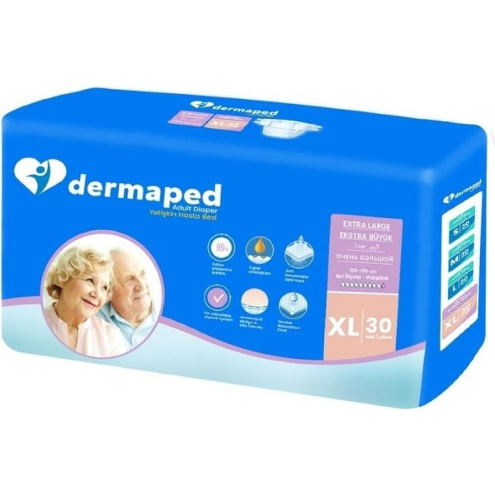 Dermaped Yetişkin Hasta Bezi Bel Bantlı Xl Beden 30 Adet (Süper Emici) - Beyaz Hasta Bezleri ve Temizliği Fiyatı