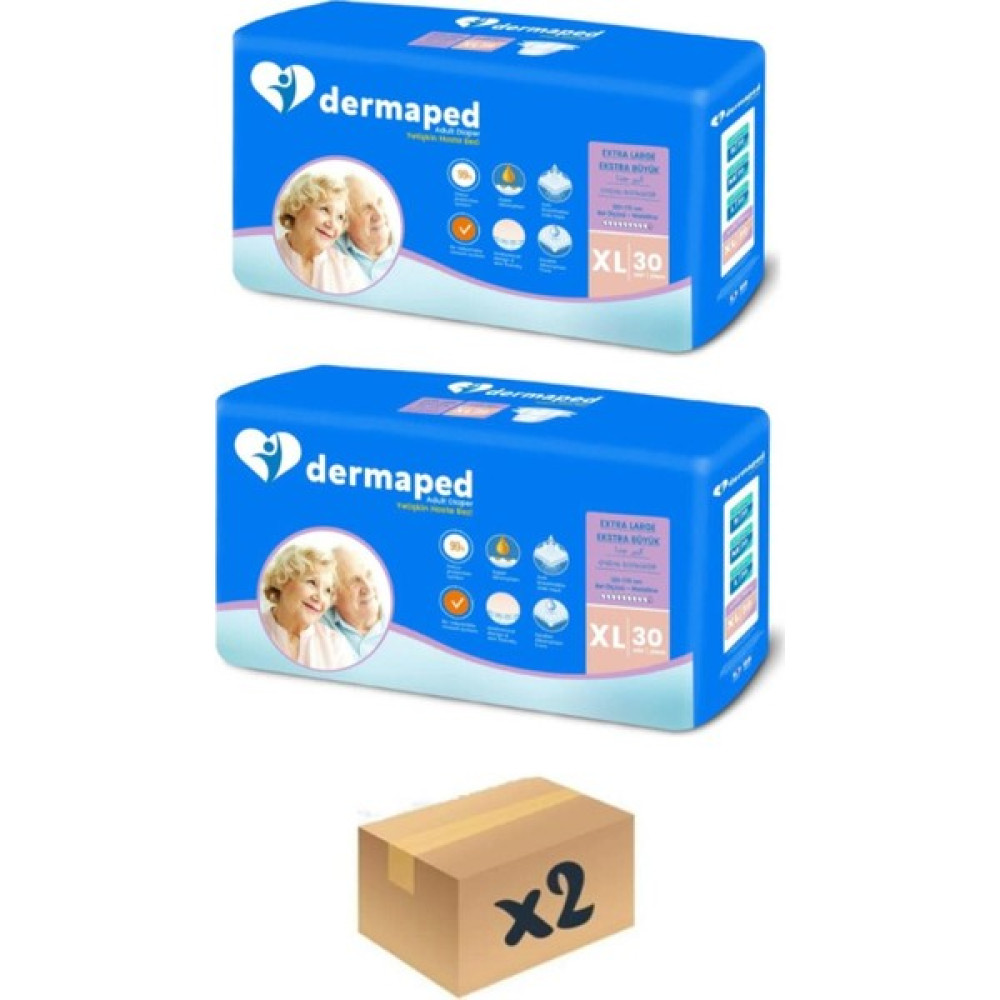 Dermaped Yetişkin Hasta Bezi Bel Bantlı Xl Beden Süper Emici Avantaj Paket 30*2 60 Adet - Beyaz Hasta Bezleri ve Temizliği Fiyatı