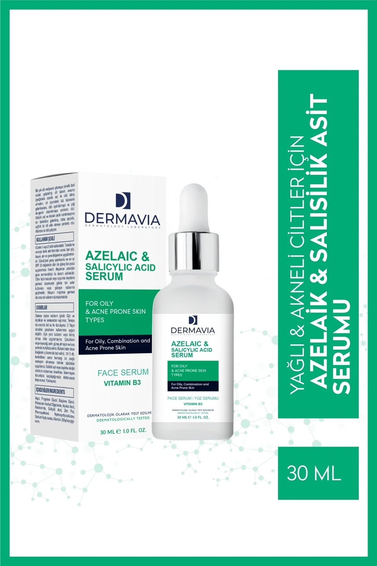 Dermavia Azelaıc & Salıcylıc Acıd Serum Yağlı Akne Eğilimli Cilt Tipleri Için Yüz Serumu 30 ml" Cilt ve Yüz Bakımı Fiyatı