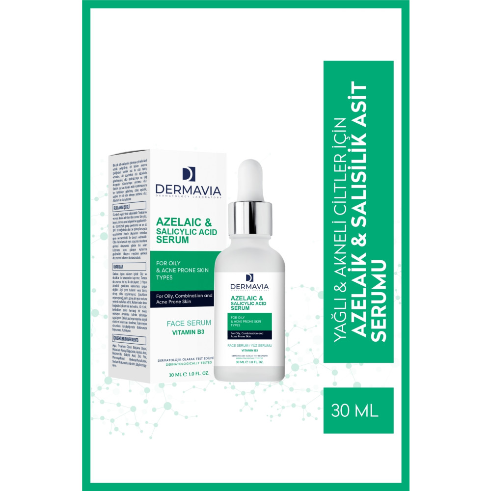 Dermavia Azelaıc & Salıcylıc Acıd Serum Yağlı Akne Eğilimli Cilt Tipleri Için Yüz Serumu 30 ml Cilt ve Yüz Bakımı Fiyatı