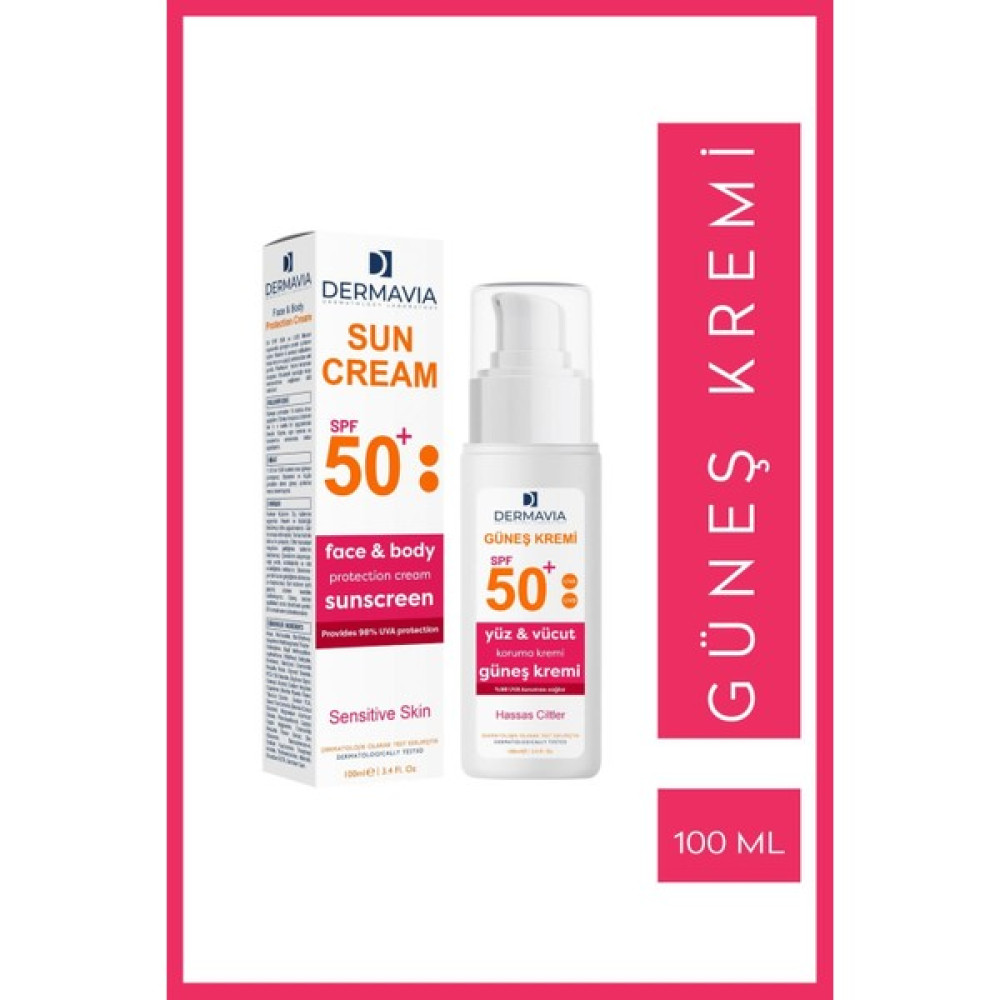 Dermavia Spf 50 Yüz ve Vücut Koruma Güneş Kremi Hassas Ciltler 100 Ml- Panthenol Karma Ciltler Güneş Kremleri ve Losyonları Fiyatı