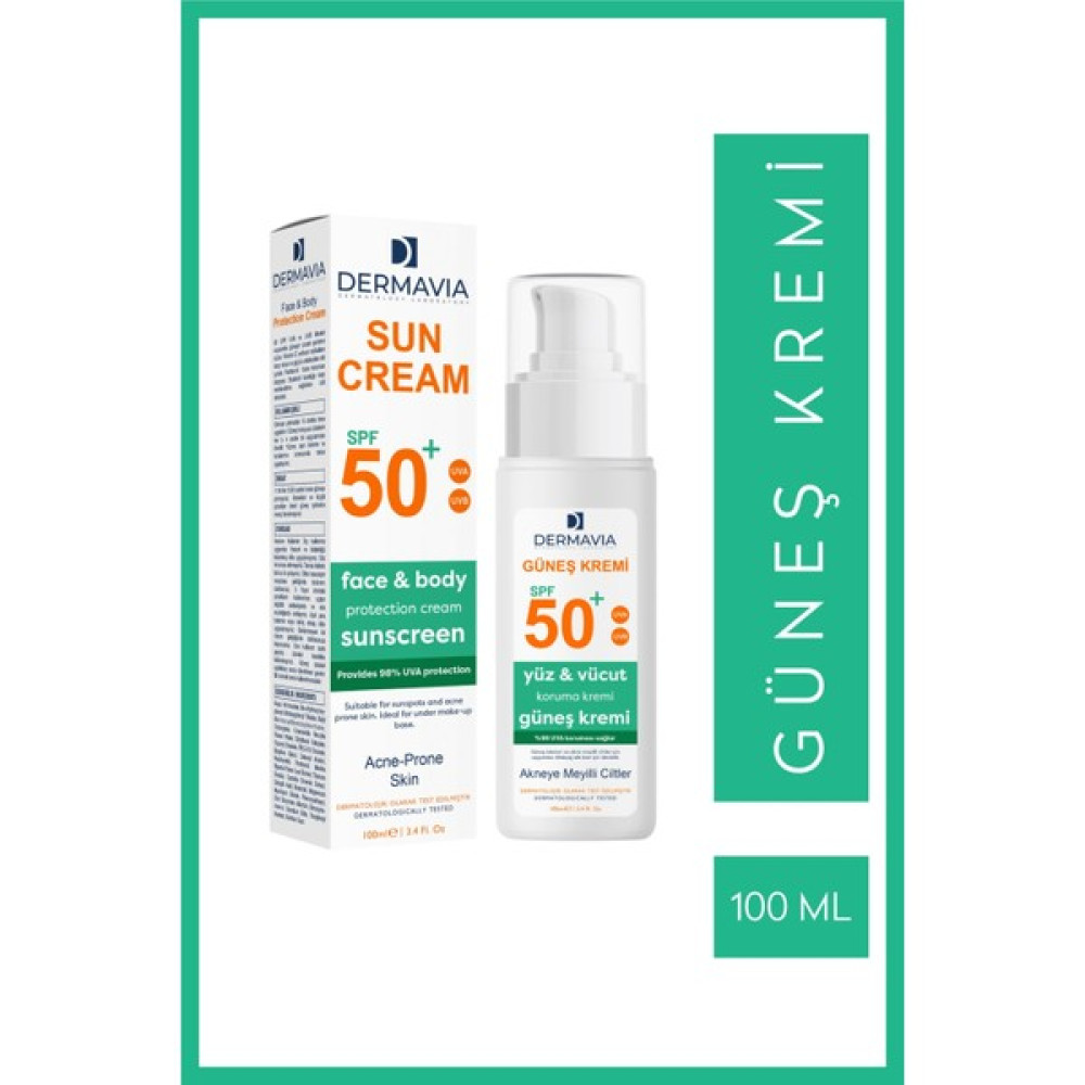 Dermavia Spf+50 Yüz ve Vücut Güneş Kremi Akneye Meyilli Ciltler 100 ml Güneş Kremleri ve Losyonları Fiyatı