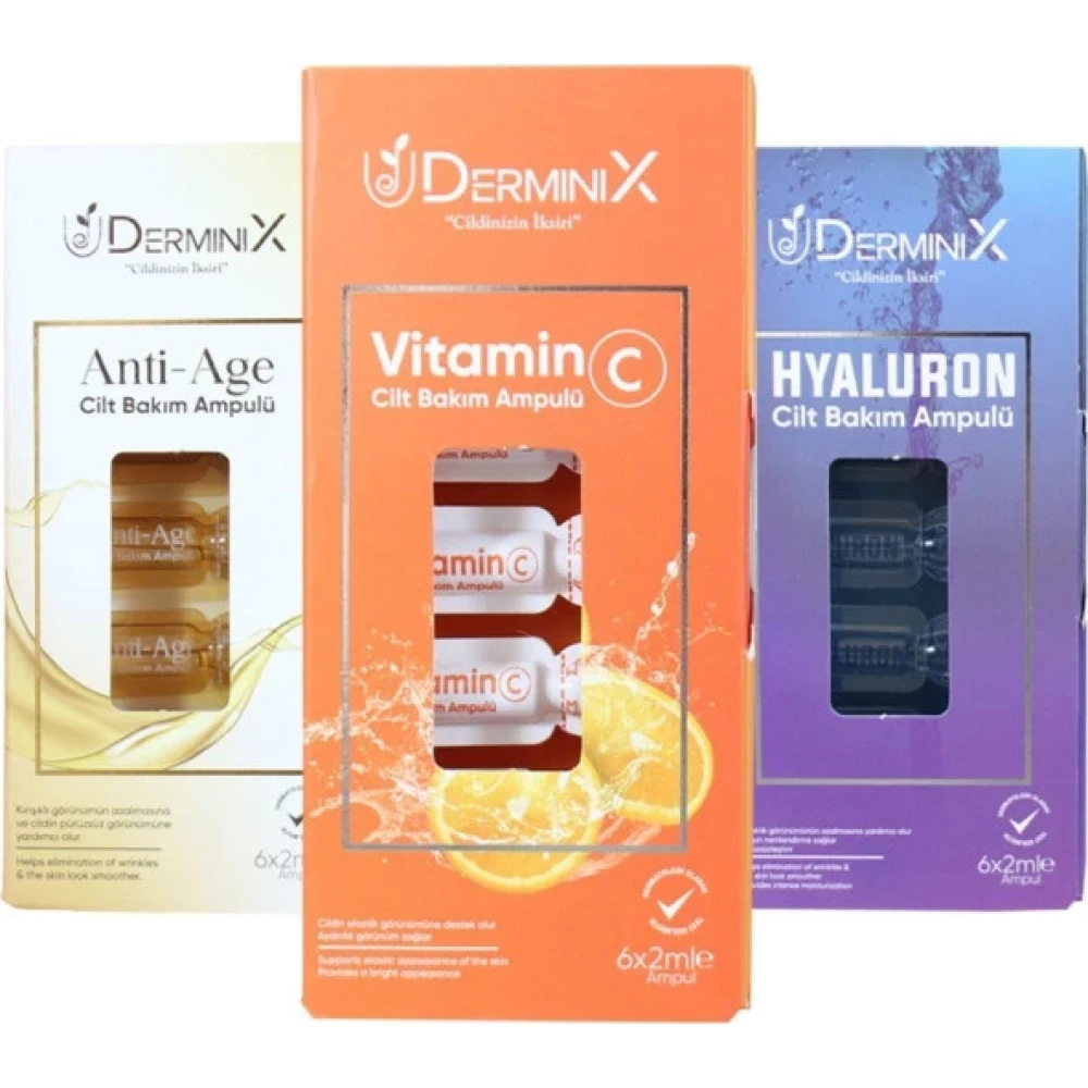 Derminix 3Lu Cilt Bakim Ampul Seti Hyaluron Ampul Vitamin C Ampul Anti Age Ampul Yüz Bakım Setleri Fiyatı