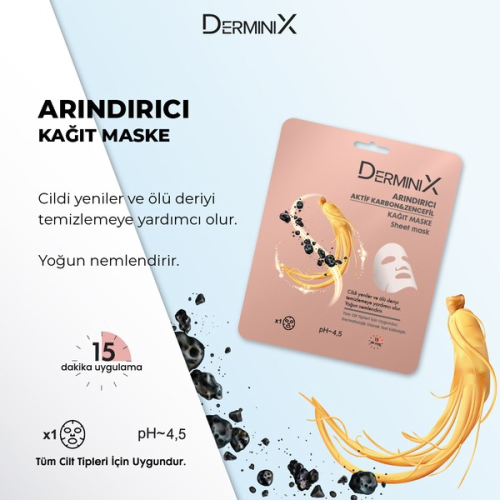 Derminix Arındırıcı Kağıt Maske Aktif Karbon ve Zencefil Maskeler Fiyatı