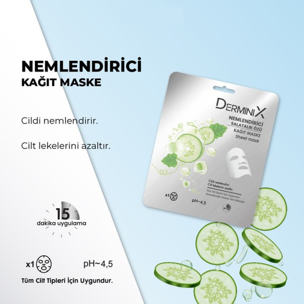 Derminix Nemlendirici Kağıt Maske Salatalık Özü Maskeler Fiyatı