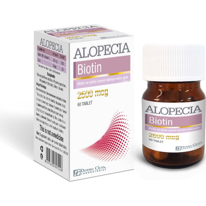 Dermo Clean Alopecıa Biotin 2500 Mcg 60 Tablet B12 Vitamini İçeren Vitamin ve Mineral Takviyesi Diğer Fiyatı