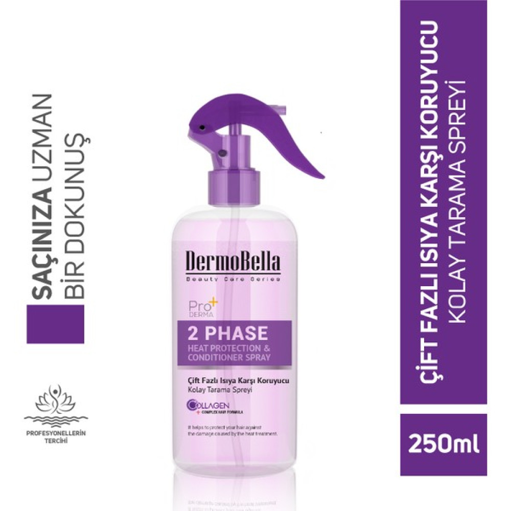 Dermobella Pro+ Çift Fazlı Isıya Karşı Koruyucu Kolay Tarama Spreyi 250 ml Saç Bakım Maskeleri & Serumlar & Spreyler Fiyatı