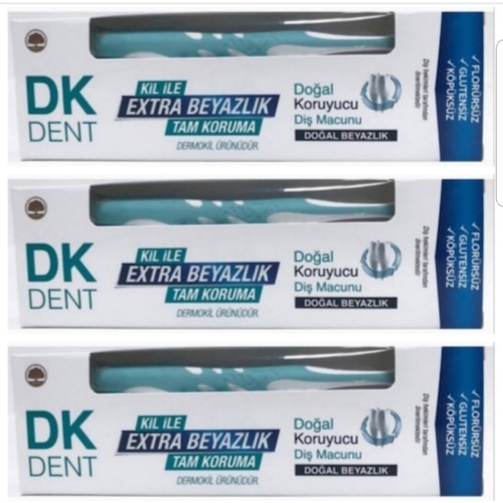 Dermokil Dk Dent Kil Extra Beyazlık Diş Macunu 75 ml + Diş Fırçası 3 Paket Diş Macunları Fiyatı