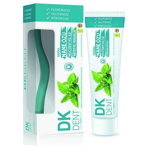 Dermokil DK Dent Naneli Diş Macunu 75 ml Doğal Nane Özlü Ferahlatıcı Etki 75 ml + Fırça Diş Macunları Fiyatı