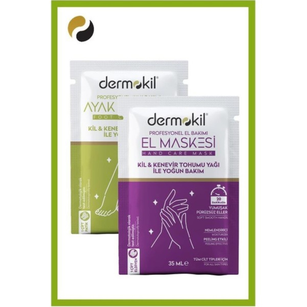 Dermokil Kil ve Yağlı Peeling Etkili Ayak Maskesi 35 ml + El Maskesi 35 ml 2 ' Li Set Maskeler Fiyatı
