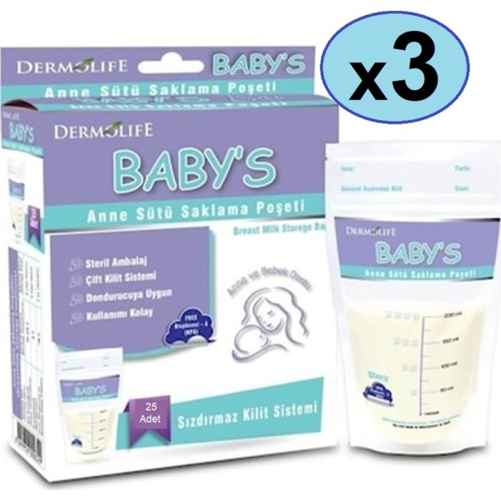 Dermolife Baby's Anne Sütü Saklama Poşeti 20 Adet - 3 Kutu Hamilelik ve Emzirme Fiyatı