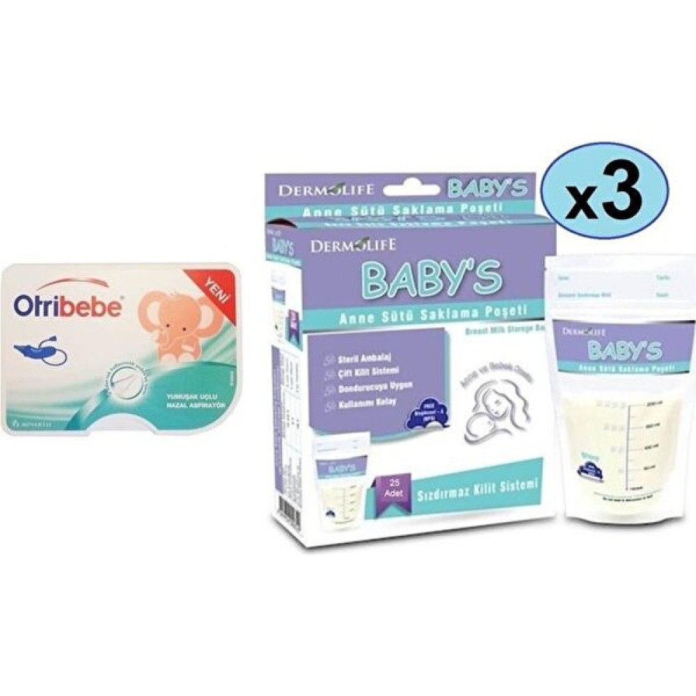 Dermolife Babys Süt Saklama Poşeti 3 Adet+ Otribebe Nazal Aspiratör Hamilelik ve Emzirme Fiyatı