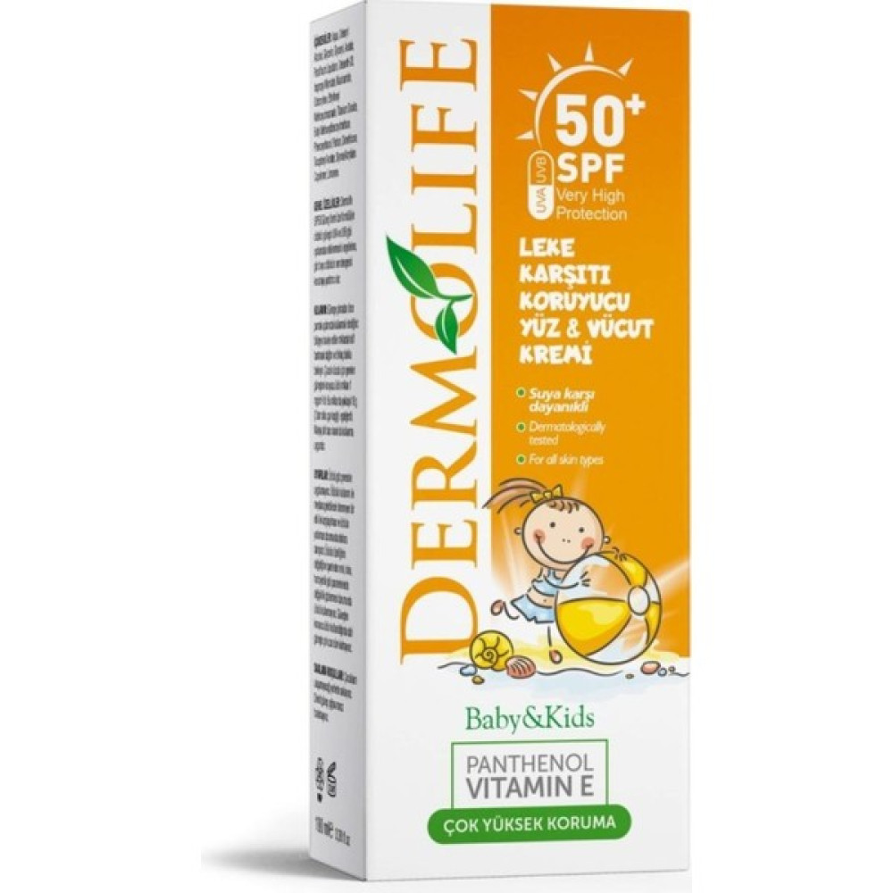 Dermolife Çocuk Koruyucu Yüz ve Vücut Güneş Kremi SPF50 100 ml Güneş Kremleri ve Losyonları Fiyatı
