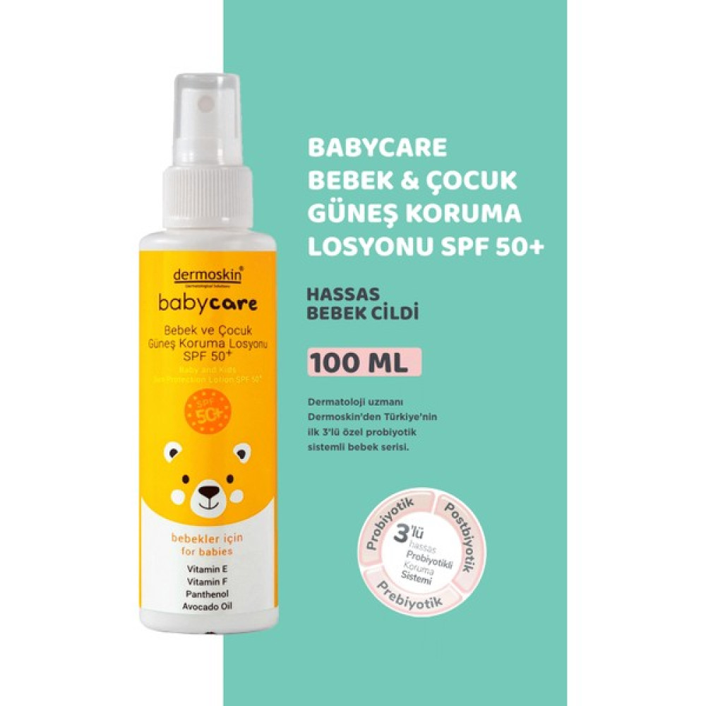 Dermoskin Babycare Bebek ve Çocuk Güneş Koruma Losyonu SPF50+ 100 ml Bebek Güneş Kremi Fiyatı