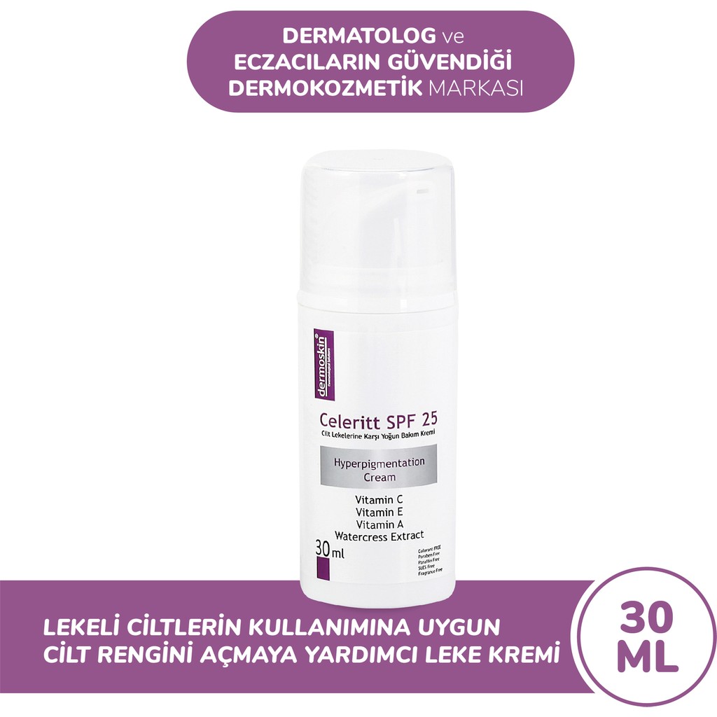 Dermoskin Celeritt SPF 25 Krem | Güneş Koruyucu Yüz Kremi | Cilt Leke Kremi | C Vitamini Cilt Bakımı | 30 ml Diğer Fiyatı