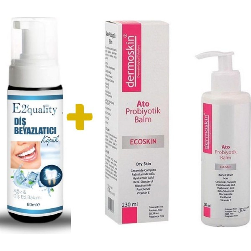 Dermoskin E2'Quality Diş Beyazlatıcı Köpük + Dermoskin Ato Probiyotik Kuru Ciltler Için Nemlendirici Balm 230 Ml - 1 Oto Boyaları Fiyatı