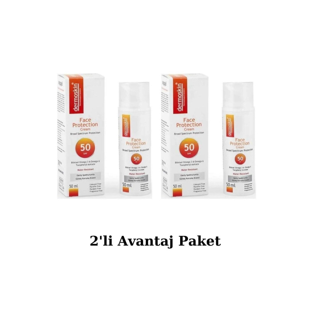 Dermoskin Face Protection Spf 50 Plus 50 ml Güneş Kremi 2li Avantaj Paket Güneş Kremleri ve Losyonları Fiyatı