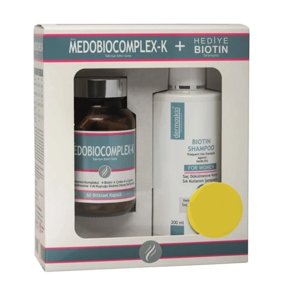 Dermoskin Medobiocomplex-K 60 Kapsul (Kadin) & Hediye Biotin Sampuani 200 Ml Kadin Saç Dökülmesine Karşı Ürünler Fiyatı