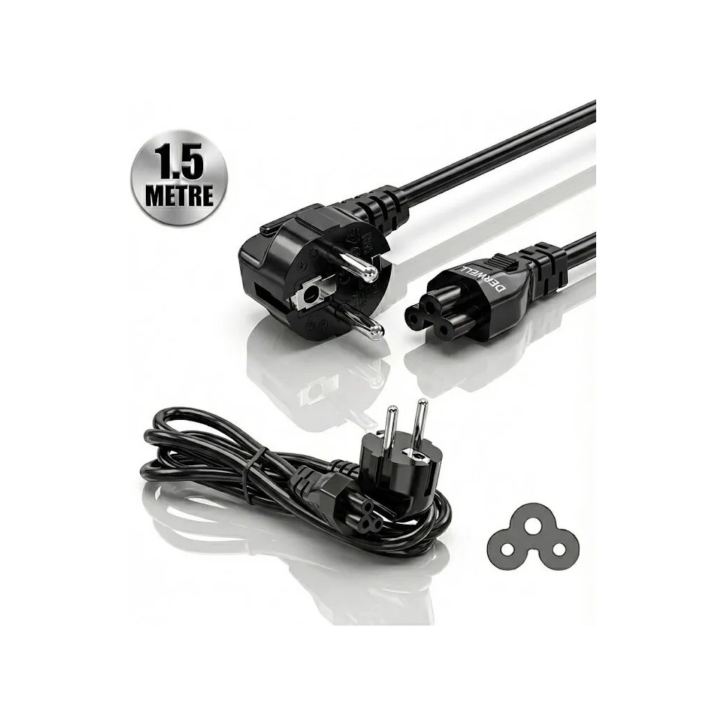 Derwell 1.5 Metre 1.5mt Notebook Laptop Şarj Adaptörü 3lü Yonca 3 Pinli Dizüstü Bigisayar Power Güç Kablosu C5 Cabble Laptop Adaptör Fiyatı