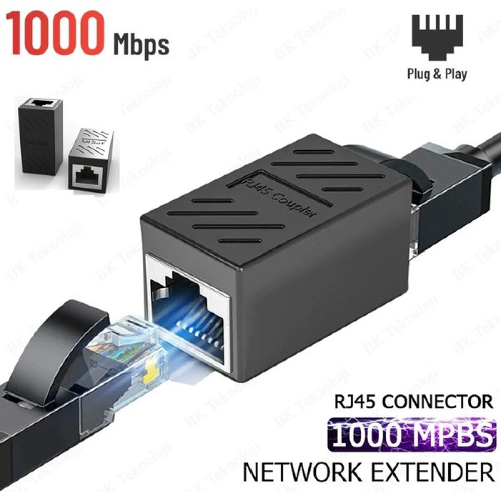 Derwell Gigabit Destekli RJ45 Dişi Dişi CAT5E/CAT6/7/8 Ethernet Lan Ağı Birleştirici Ara Aparatı Internet Kablosu Uzatıcısı Bilgisayar Çevirici ve Adaptörü Fiyatı