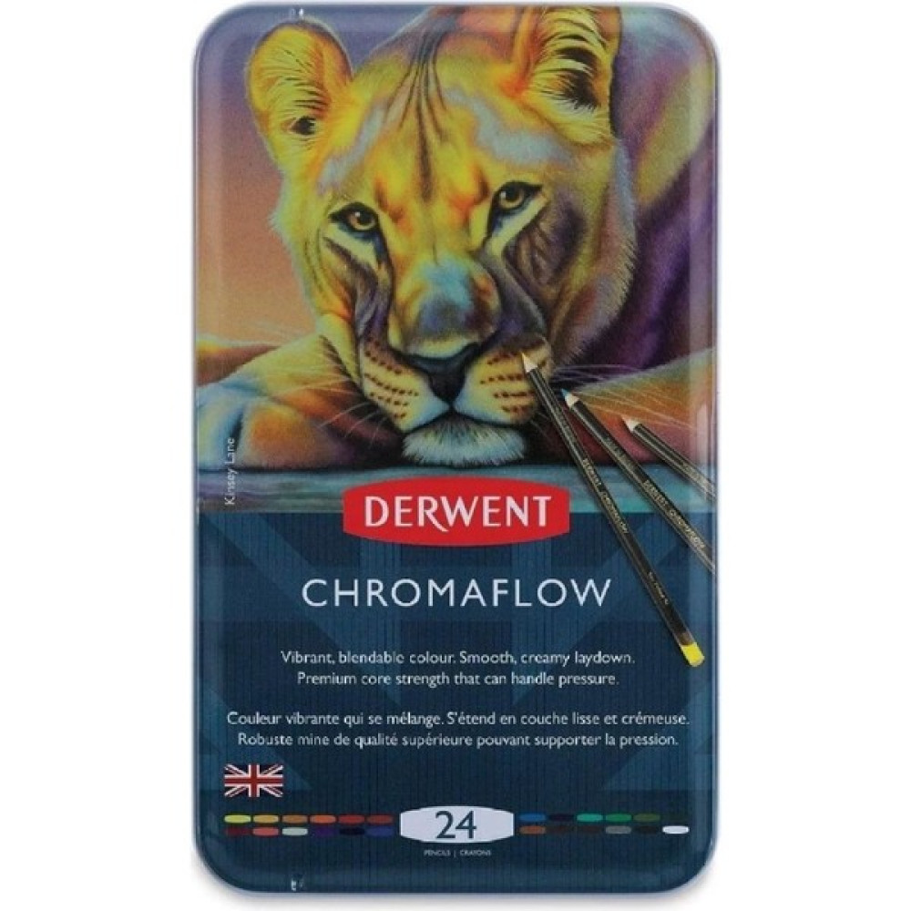 Derwent Chromaflow Kuru Boya Kalem Seti Metal Kutu 24'lü - Renkli - Standart Kuru Boya Kalemi Fiyatı