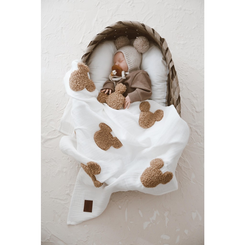 Dery Baby Pamuk Dört Kat Müslin Teddy Desenli Unisex Ekru Bebek Battaniyesi – Yumuşak, Nefes Alabilen ve Hassas Cilt Dostu Bebek Battaniyesi Fiyatı