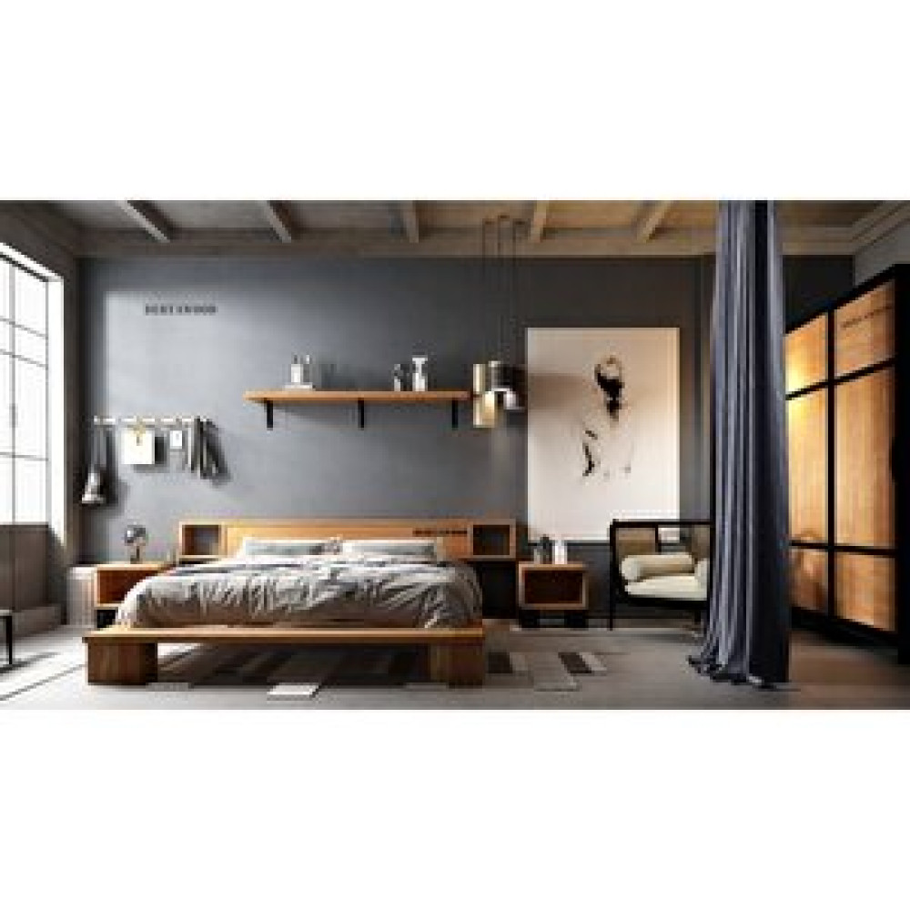 Deryawood Mar Masi̇f Ahşap Çi̇ft Ki̇şi̇li̇k Karyola 180x200 - Açik Cevi̇z Renk Karyola Fiyatı