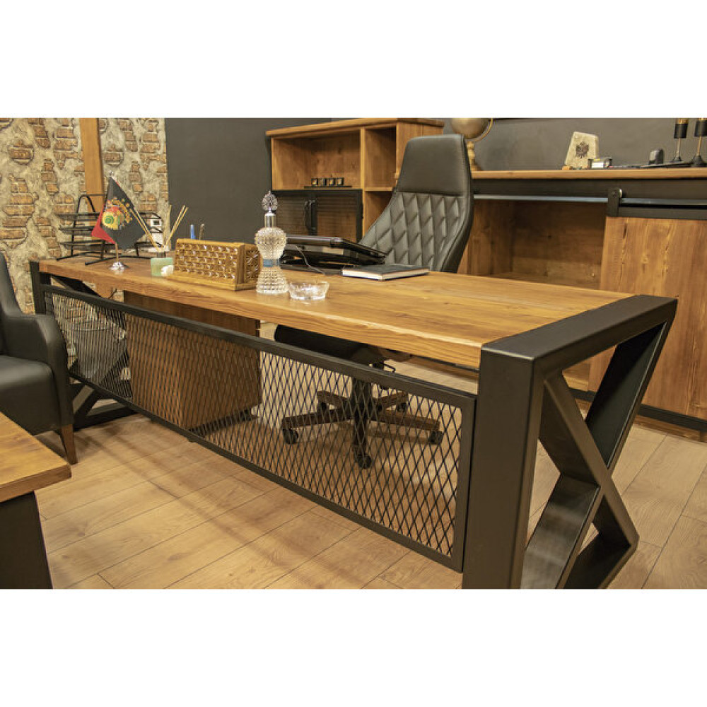 Deryawood Masif Ahşap Çalışma Masası - Açık Ceviz - 160 x 85 x 76 cm Ofis Çalışma Masası Fiyatı