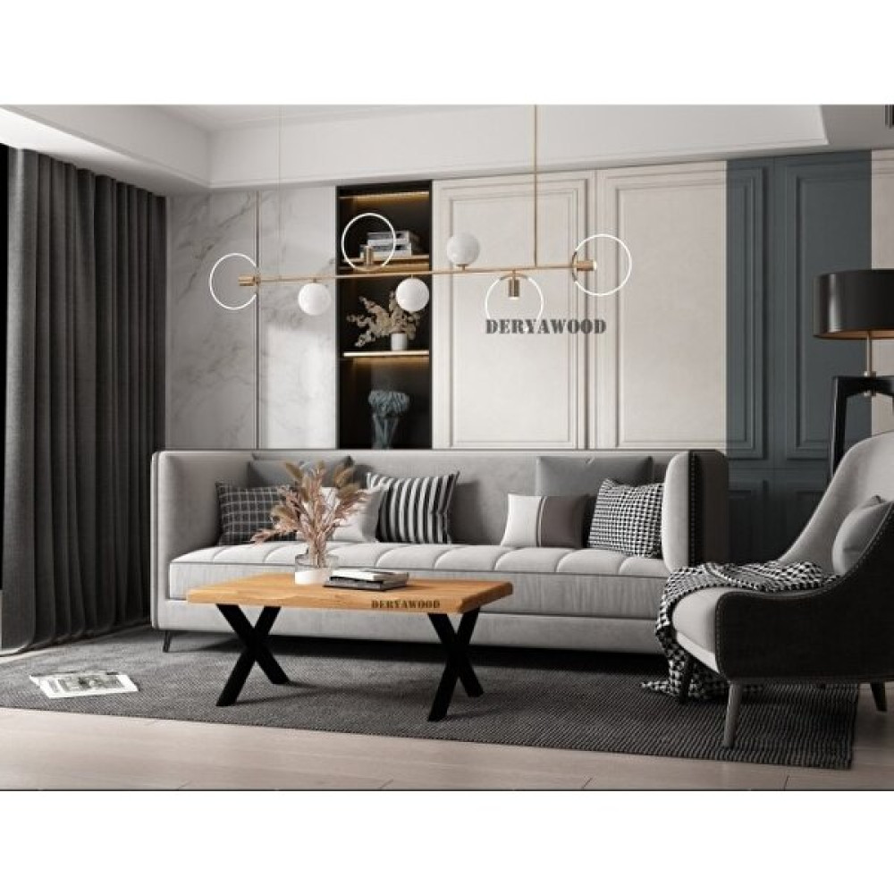 Deryawood Masif Ahşap Ordo Sulamalı Sehpa 70*70*45CM - Açık Ceviz Ofis Sehpası Fiyatı
