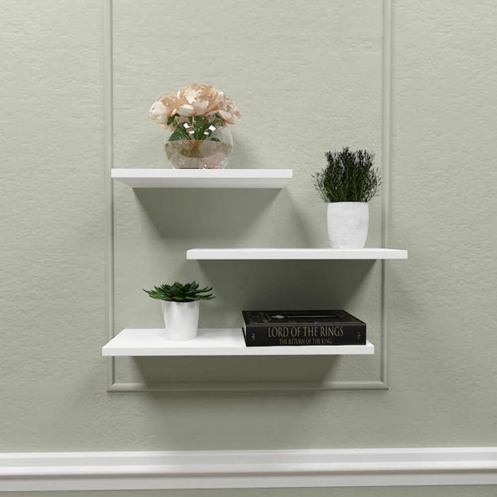 De&se Design Duvar Rafı Kitap Rafı Süs Rafı 3'lü (50-40- 30 Cm) Duvar Rafı Parlak Beyaz Mdflam Kitaplık - Duvar Rafı & CD / DVD Rafı Fiyatı