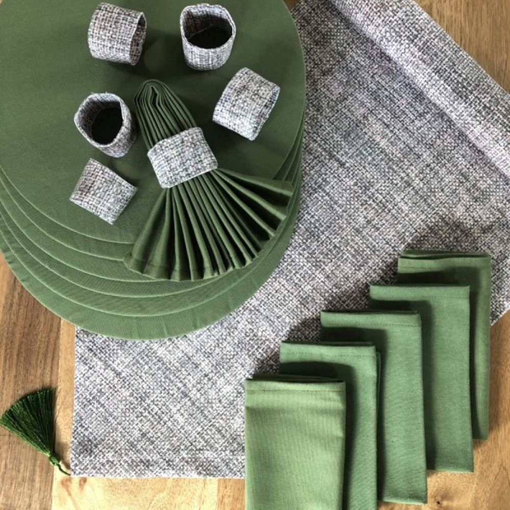 Desenİzmir Amerikan Servis Hasır Desen Takım 6 Supla, 6 Kumaş Peçete, 6 Peçete Halkası ve Runner Örtü Kombin 4 - 40 x 140 cm - Renkli Amerikan Servis Fiyatı