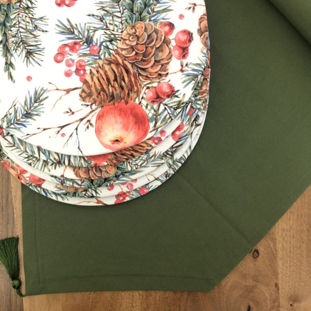 Desenİzmir Amerikan Servis Kış Bahçesi Desen Takım 6 Supla ve Runner Örtü Kombin4 - 40 x 140 cm - Renkli Amerikan Servis Fiyatı