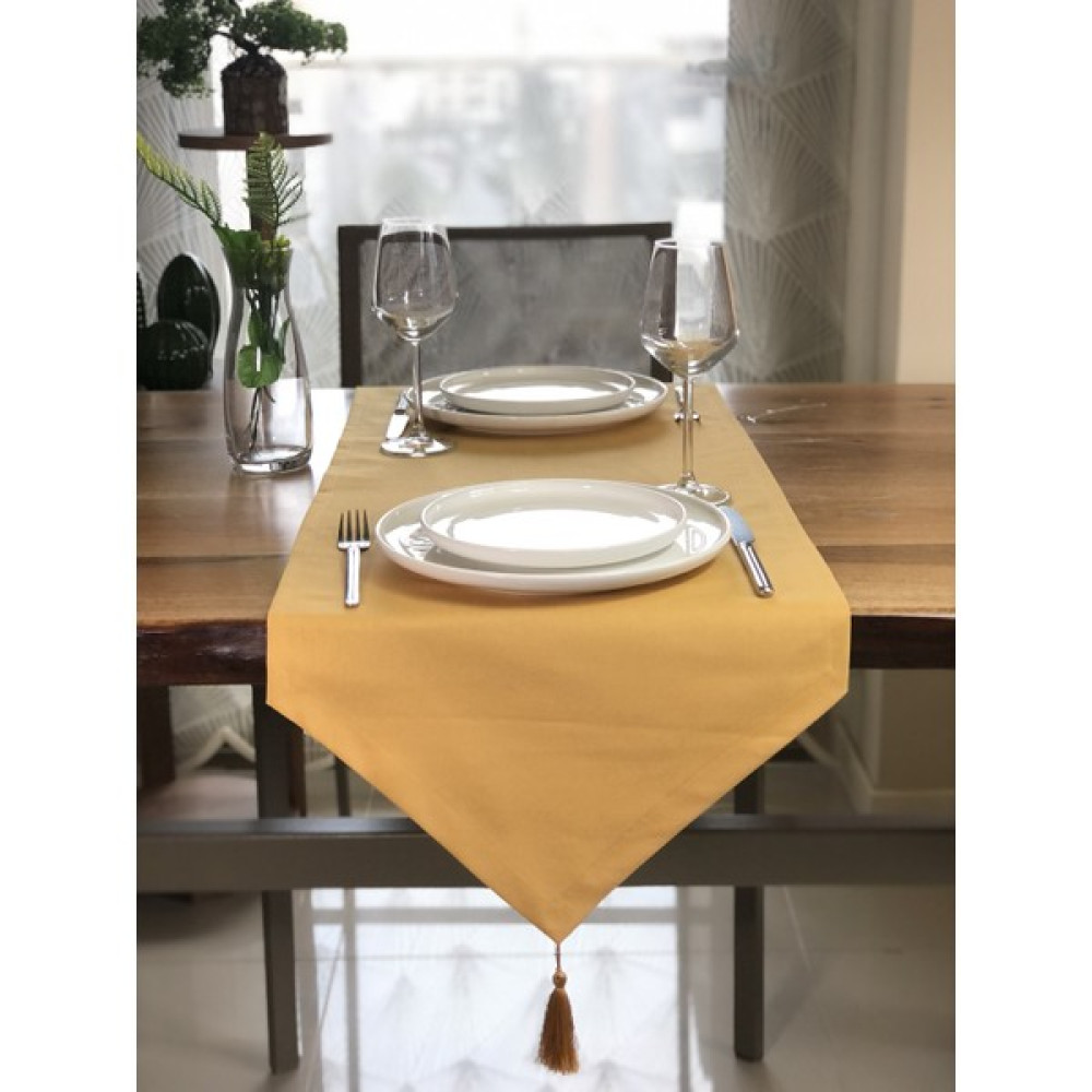 Desenizmir Düz Renk Üçgen Runner - 40 x 140 cm - Gold Masa Örtüsü Fiyatı