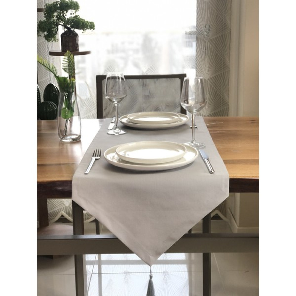 Desenizmir Düz Renk Üçgen Runner - 40 x 140 cm - Gri Masa Örtüsü Fiyatı