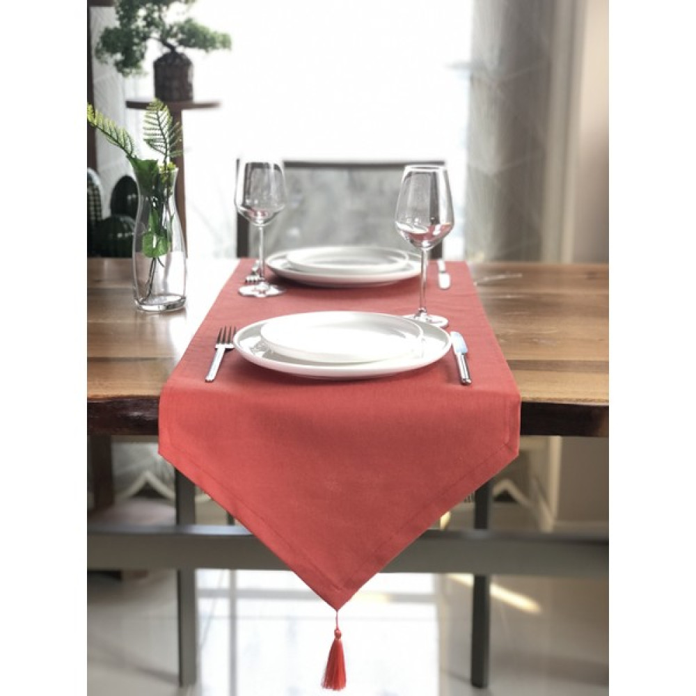 Desenizmir Düz Renk Üçgen Runner - 40 x 140 cm - Kiremit Masa Örtüsü Fiyatı