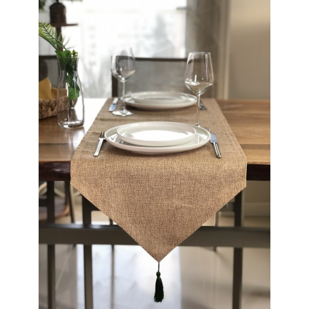 Desenİzmir Jüt Desenli Runner Örtü - 40 x 140 cm - Renkli Masa Örtüsü Fiyatı