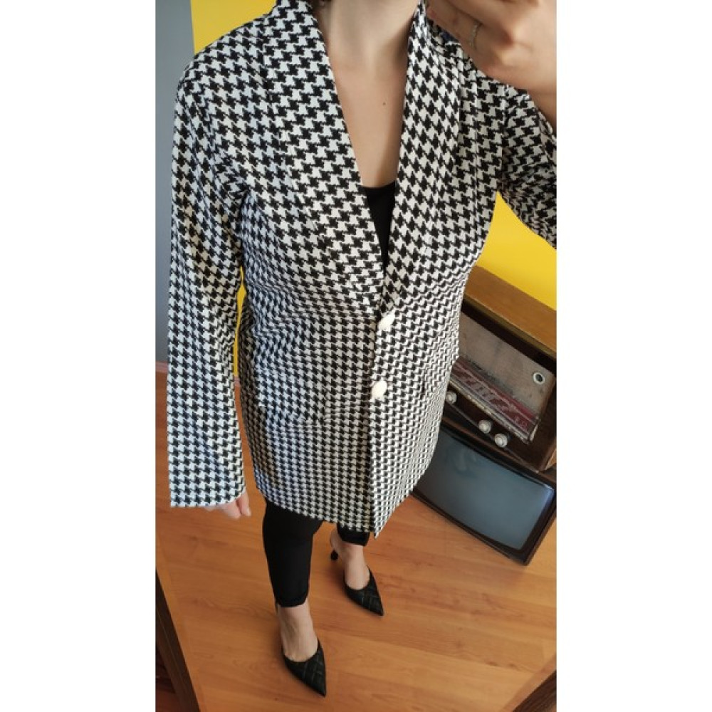 Deseo Boutique Kadın Siyah-Beyaz Renk Desenli Çok Ince Blazer Ceket Bayan Ceket Fiyatı