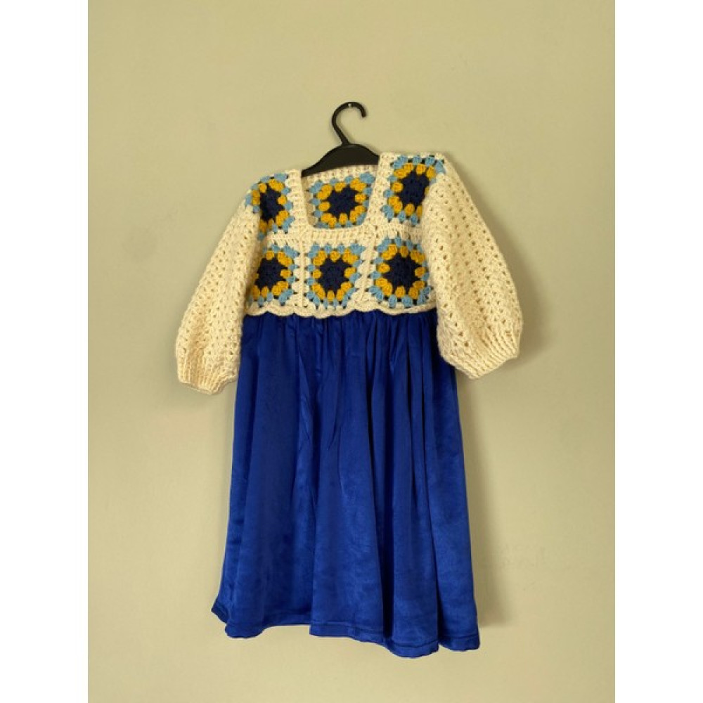 Deseo Boutique Kız Bebek Çocuk El Örgüsü ve Kumaş Ile Tasarlanmış El Emeği Elbise Bebek Elbisesi Fiyatı